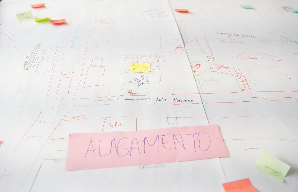 Mapa de Belo Horizonte vista pela perspectiva dos alunos, com problemas destacados. 